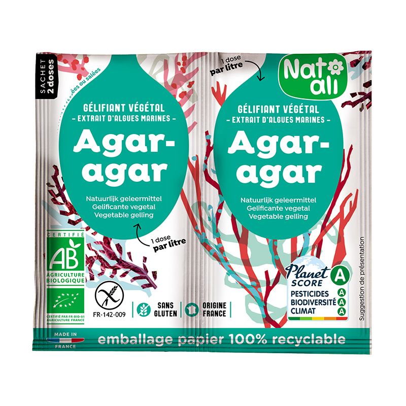 Agar-Agar Gélifiant Bio Sans Gluten 300g (3 x 100g) - 2W ORGANIC