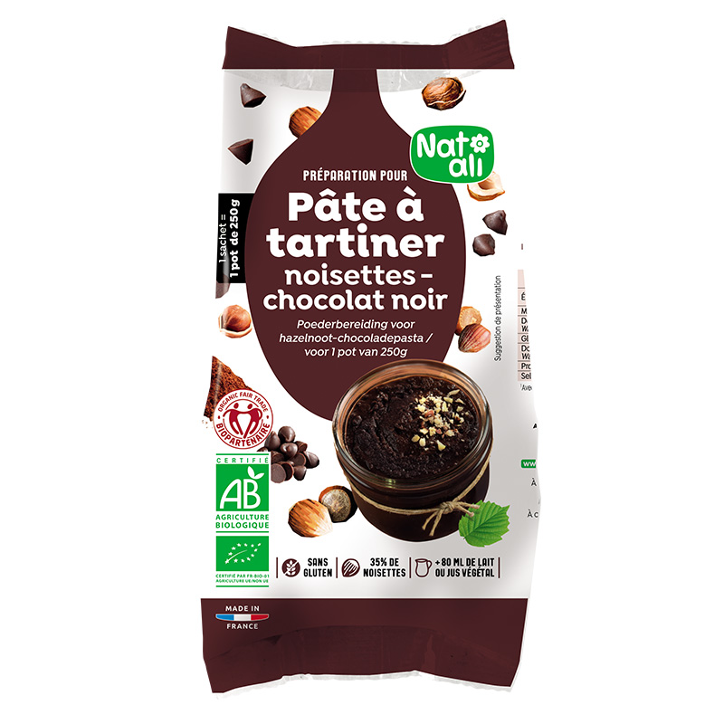 Pâte à Tartiner Chocolat Noir Noisette sans sucre ajouté