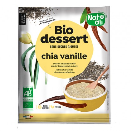 Préparation en poudre BIO au sucre de coco pour crème dessert chia vanille - sachet 60g 